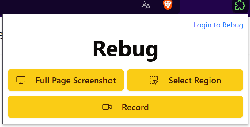 Extension popup interface